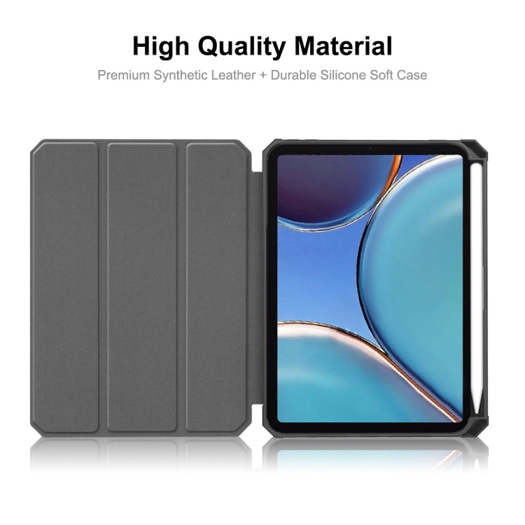For iPad mini 2024 / mini 6 ENKAY Custer Texture Horizontal Flip PU+TPU Leather Tablet Case with Three-folding Holder & Sleep / Wake-up Function & Pen Holder(Dark Blue) by ENKAY