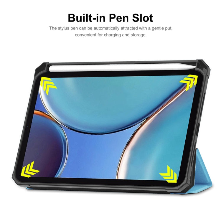 For iPad mini 2024 / mini 6 ENKAY Custer Texture Horizontal Flip PU+TPU Leather Tablet Case with Three-folding Holder & Sleep / Wake-up Function & Pen Holder(Dark Blue) by ENKAY