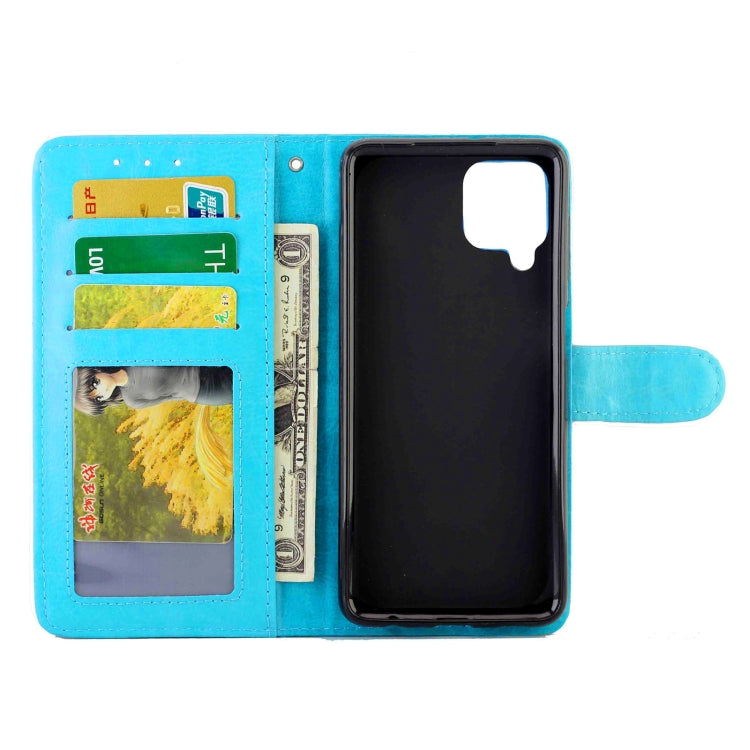 For Samsung Galaxy F22 Crazy Horse Texture Leather Horizontal Flip Protective Case with Holder & Card Slots & Wallet & Photo Frame(baby Blue) by bashfashion