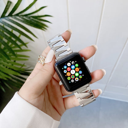 Creative Chain Stainless Steel Metal Strap For Apple Watch Series 9&8&7 41mm / SE 3&SE 2&6&SE&5&4 40mm / 3&2&1 38mm(Silver) by bashfashion