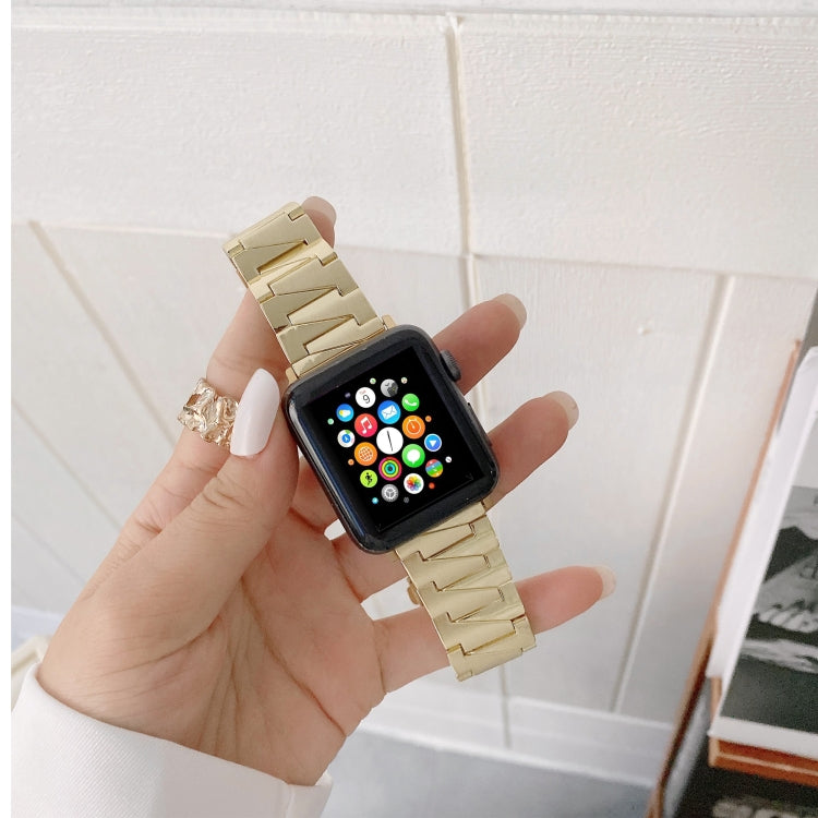 Creative Chain Stainless Steel Metal Strap For Apple Watch Ultra 49mm&Watch Ultra 2 49mm / Series 9&8&7 45mm / SE 3&SE 2&6&SE&5&4 44mm / 3&2&1 42mm(Gold) by bashfashion