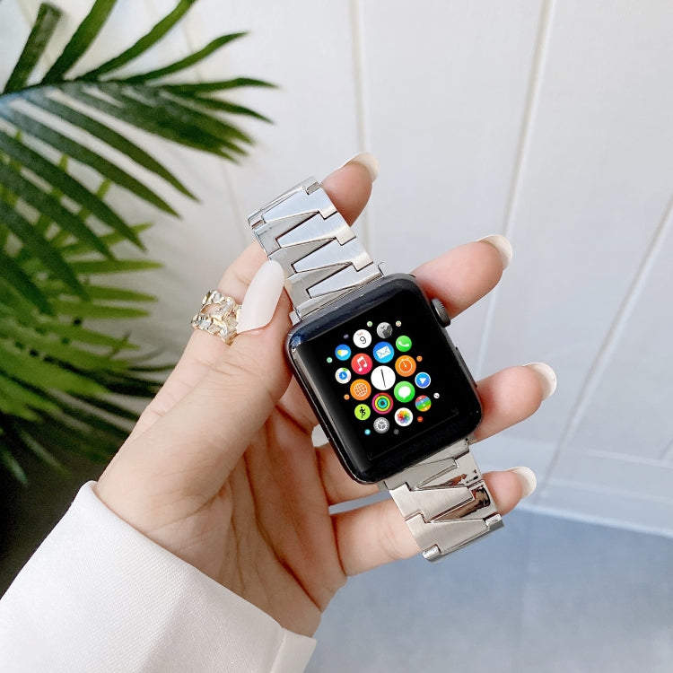 Creative Chain Stainless Steel Metal Strap For Apple Watch Ultra 49mm&Watch Ultra 2 49mm / Series 9&8&7 45mm / SE 3&SE 2&6&SE&5&4 44mm / 3&2&1 42mm(Silver) by bashfashion