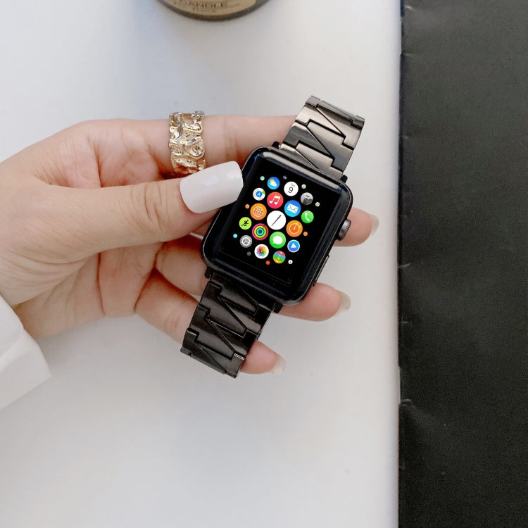 Creative Chain Stainless Steel Metal Strap For Apple Watch Ultra 49mm&Watch Ultra 2 49mm / Series 9&8&7 45mm / SE 3&SE 2&6&SE&5&4 44mm / 3&2&1 42mm(Black) by bashfashion