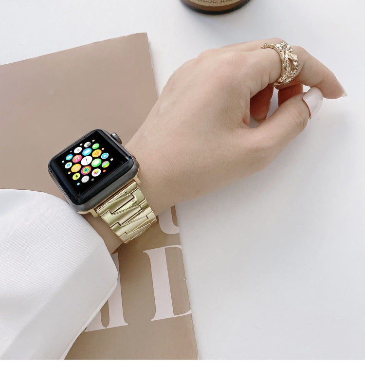 Creative Chain Stainless Steel Metal Strap For Apple Watch Ultra 49mm&Watch Ultra 2 49mm / Series 9&8&7 45mm / SE 3&SE 2&6&SE&5&4 44mm / 3&2&1 42mm(Gold) by bashfashion
