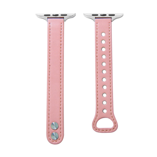 Leather Strap Watch Band For Apple Watch Series 9&8&7 41mm / SE 3&SE 2&6&SE&5&4 40mm / 3&2&1 38mm(Pink) by bashfashion