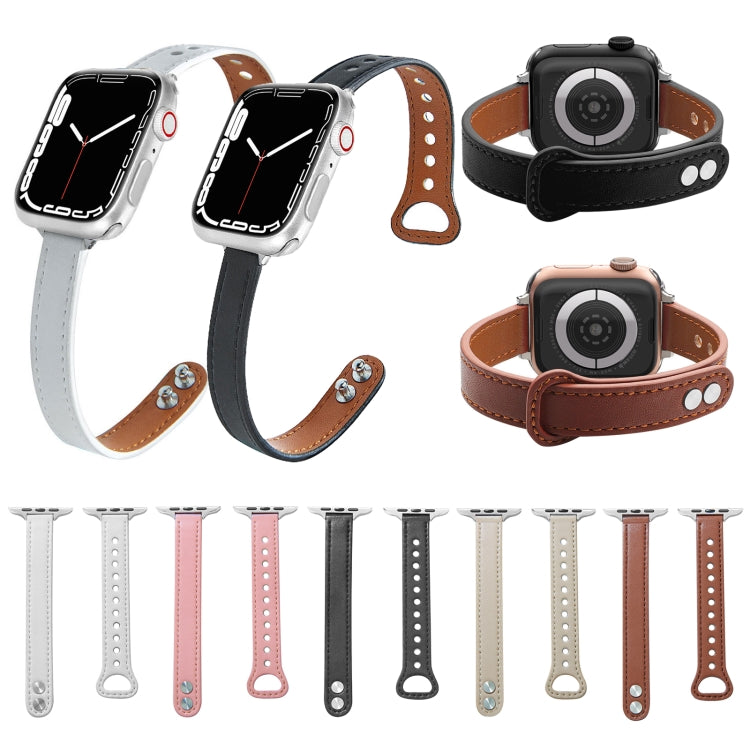 Leather Strap Watch Band For Apple Watch Series 9&8&7 41mm / SE 3&SE 2&6&SE&5&4 40mm / 3&2&1 38mm(Pink) by bashfashion