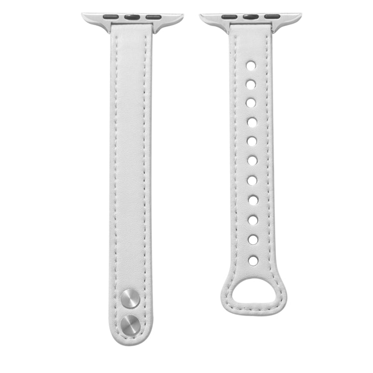 Leather Strap Watch Band For Apple Watch Ultra 49mm&Watch Ultra 2 49mm / Series 9&8&7 45mm / SE 3&SE 2&6&SE&5&4 44mm / 3&2&1 42mm(White) by bashfashion