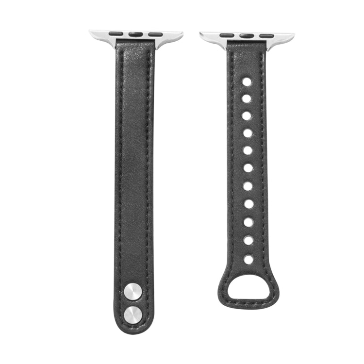 Leather Strap Watch Band For Apple Watch Ultra 49mm&Watch Ultra 2 49mm / Series 9&8&7 45mm / SE 3&SE 2&6&SE&5&4 44mm / 3&2&1 42mm(Black) by bashfashion