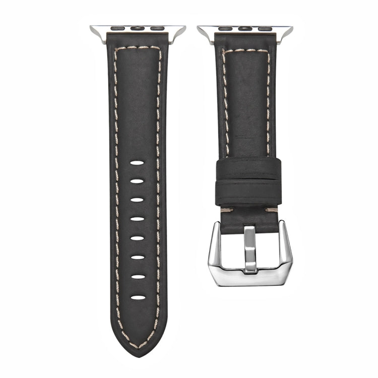 Leather Strap Watch Band For Apple Watch Series 9&8&7 41mm / SE 3&SE 2&6&SE&5&4 40mm / 3&2&1 38mm(Black) by bashfashion