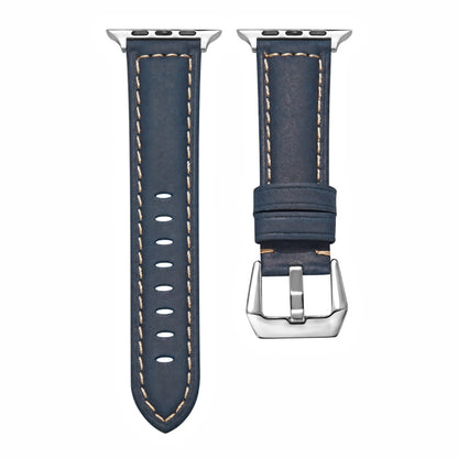 Leather Strap Watch Band For Apple Watch Series 9&8&7 41mm / SE 3&SE 2&6&SE&5&4 40mm / 3&2&1 38mm(Blue) by bashfashion