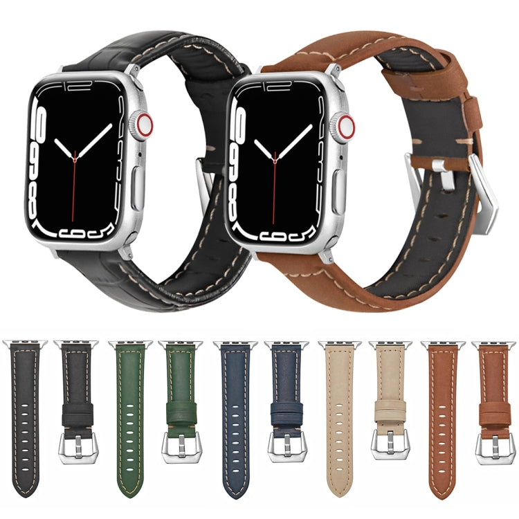 Leather Strap Watch Band For Apple Watch Series 9&8&7 41mm / SE 3&SE 2&6&SE&5&4 40mm / 3&2&1 38mm(Black) by bashfashion