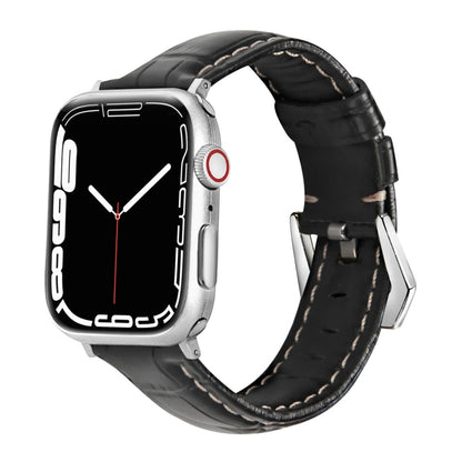 Leather Strap Watch Band For Apple Watch Ultra 49mm&Watch Ultra 2 49mm / Series 9&8&7 45mm / SE 3&SE 2&6&SE&5&4 44mm / 3&2&1 42mm(Black) by bashfashion