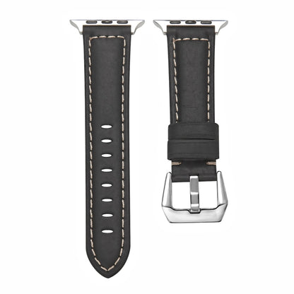 Leather Strap Watch Band For Apple Watch Ultra 49mm&Watch Ultra 2 49mm / Series 9&8&7 45mm / SE 3&SE 2&6&SE&5&4 44mm / 3&2&1 42mm(Black) by bashfashion