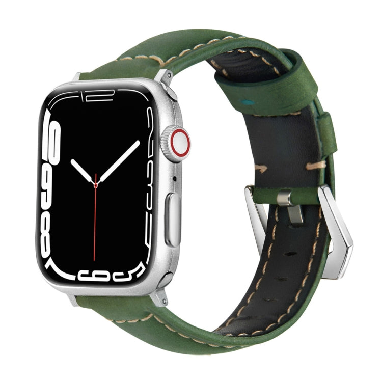Leather Strap Watch Band For Apple Watch Ultra 49mm&Watch Ultra 2 49mm / Series 9&8&7 45mm / SE 3&SE 2&6&SE&5&4 44mm / 3&2&1 42mm(Green) by bashfashion