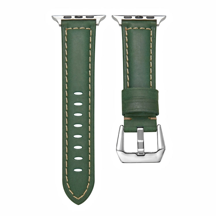 Leather Strap Watch Band For Apple Watch Ultra 49mm&Watch Ultra 2 49mm / Series 9&8&7 45mm / SE 3&SE 2&6&SE&5&4 44mm / 3&2&1 42mm(Green) by bashfashion