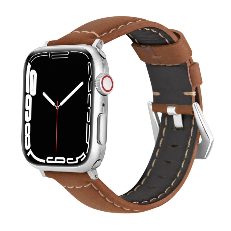 Leather Strap Watch Band For Apple Watch Ultra 49mm&Watch Ultra 2 49mm / Series 9&8&7 45mm / SE 3&SE 2&6&SE&5&4 44mm / 3&2&1 42mm(Brown) by bashfashion