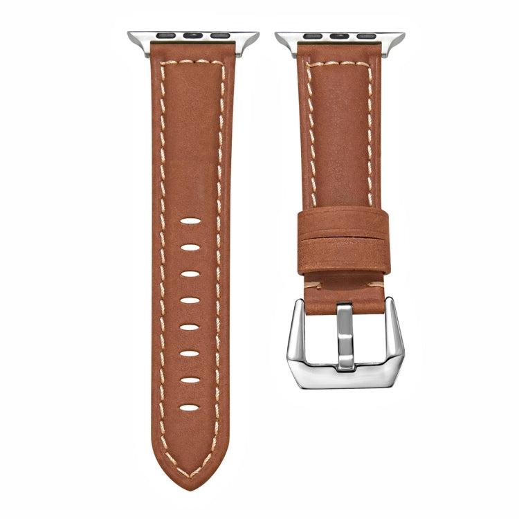 Leather Strap Watch Band For Apple Watch Ultra 49mm&Watch Ultra 2 49mm / Series 9&8&7 45mm / SE 3&SE 2&6&SE&5&4 44mm / 3&2&1 42mm(Brown) by bashfashion