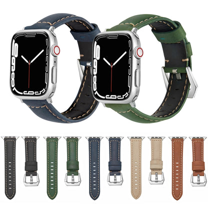 Leather Strap Watch Band For Apple Watch Ultra 49mm&Watch Ultra 2 49mm / Series 9&8&7 45mm / SE 3&SE 2&6&SE&5&4 44mm / 3&2&1 42mm(Blue) by bashfashion