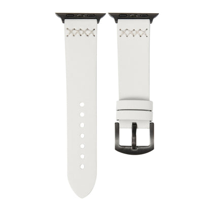 Leather Strap Watch Band For Apple Watch Series 9&8&7 41mm / SE 3&SE 2&6&SE&5&4 40mm / 3&2&1 38mm(White) by bashfashion