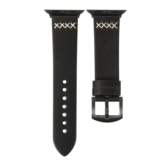 Leather Strap Watch Band For Apple Watch Series 9&8&7 41mm / SE 3&SE 2&6&SE&5&4 40mm / 3&2&1 38mm(Black) by bashfashion