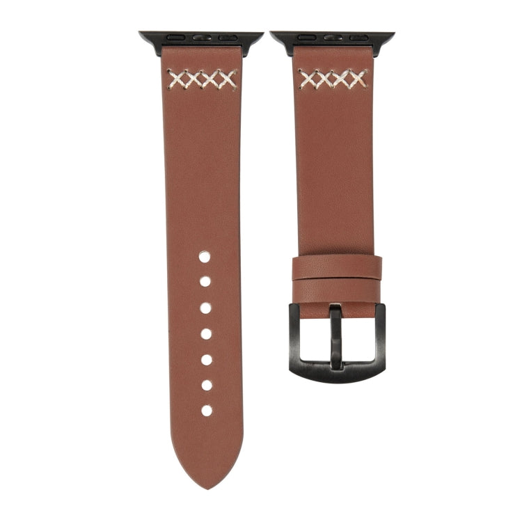 Leather Strap Watch Band For Apple Watch Ultra 49mm&Watch Ultra 2 49mm / Series 9&8&7 45mm / SE 3&SE 2&6&SE&5&4 44mm / 3&2&1 42mm(Brown) by bashfashion