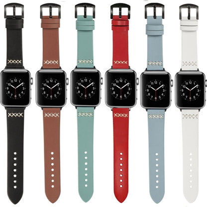 Leather Strap Watch Band For Apple Watch Ultra 49mm&Watch Ultra 2 49mm / Series 9&8&7 45mm / SE 3&SE 2&6&SE&5&4 44mm / 3&2&1 42mm(Brown) by bashfashion