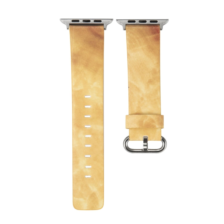 Marbled Leather Strap For Apple Watch Ultra 49mm&Watch Ultra 2 49mm / Series 9&8&7 45mm / SE 3&SE 2&6&SE&5&4 44mm / 3&2&1 42mm(Yellow) by bashfashion