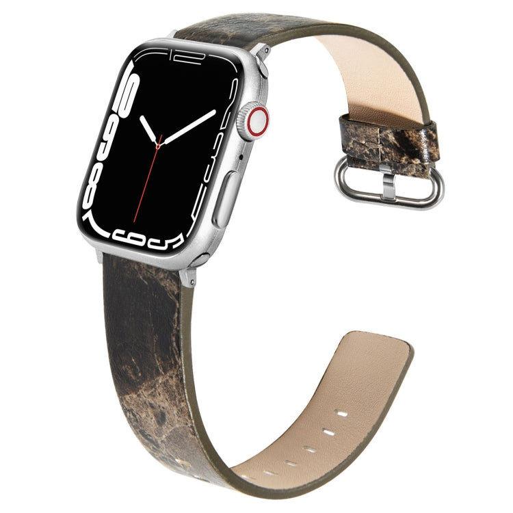 Marbled Leather Strap For Apple Watch Ultra 49mm&Watch Ultra 2 49mm / Series 9&8&7 45mm / SE 3&SE 2&6&SE&5&4 44mm / 3&2&1 42mm(Brown) by bashfashion
