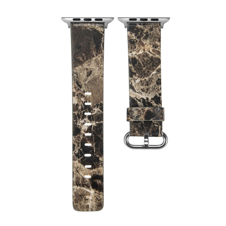Marbled Leather Strap For Apple Watch Ultra 49mm&Watch Ultra 2 49mm / Series 9&8&7 45mm / SE 3&SE 2&6&SE&5&4 44mm / 3&2&1 42mm(Brown) by bashfashion