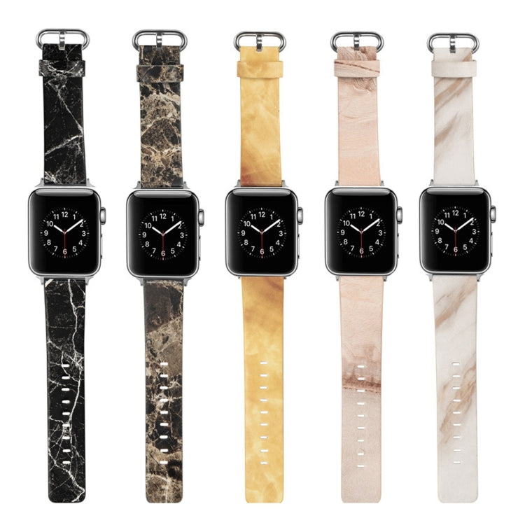 Marbled Leather Strap For Apple Watch Ultra 49mm&Watch Ultra 2 49mm / Series 9&8&7 45mm / SE 3&SE 2&6&SE&5&4 44mm / 3&2&1 42mm(Brown) by bashfashion