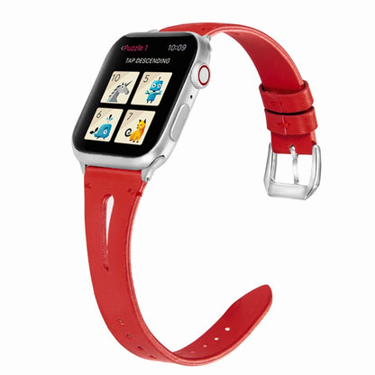 Leather Strap For Apple Watch Ultra 49mm&Watch Ultra 2 49mm / Series 9&8&7 45mm / SE 3&SE 2&6&SE&5&4 44mm / 3&2&1 42mm(Red) by bashfashion