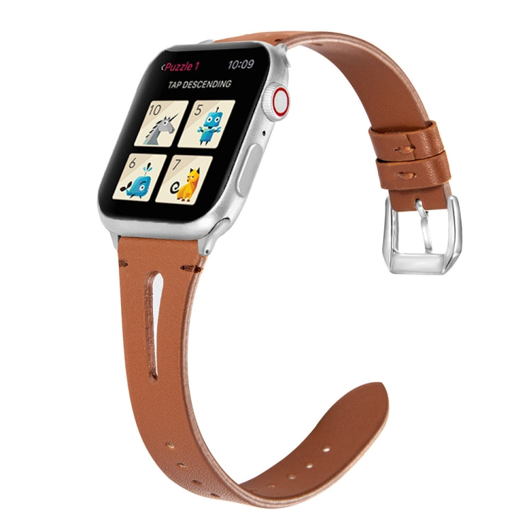 Leather Strap For Apple Watch Ultra 49mm&Watch Ultra 2 49mm / Series 9&8&7 45mm / SE 3&SE 2&6&SE&5&4 44mm / 3&2&1 42mm(Brown) by bashfashion