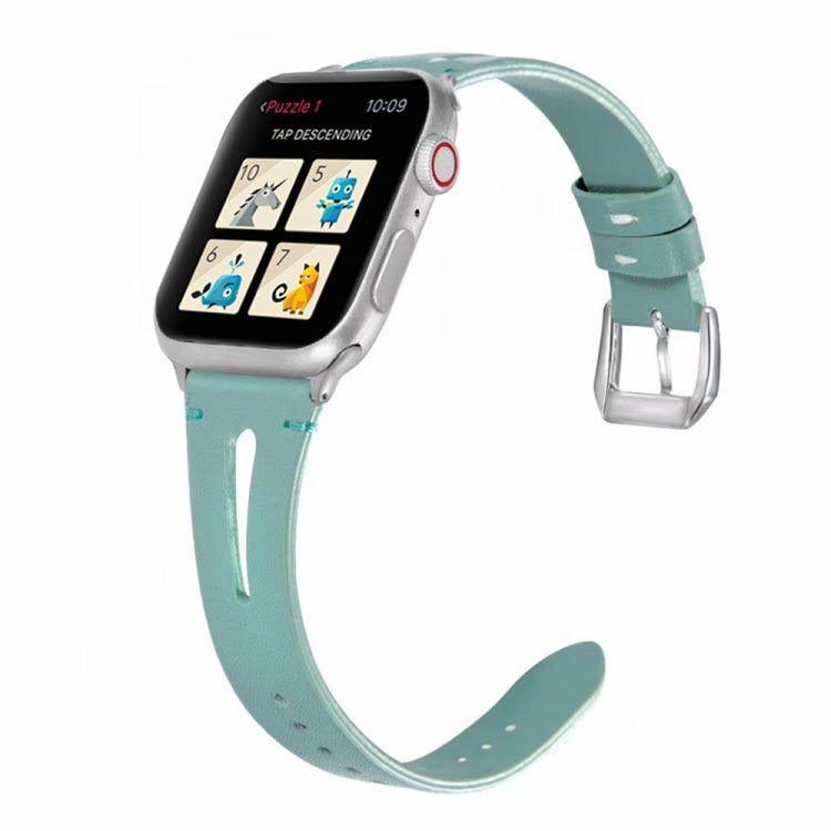 Leather Strap For Apple Watch Ultra 49mm&Watch Ultra 2 49mm / Series 9&8&7 45mm / SE 3&SE 2&6&SE&5&4 44mm / 3&2&1 42mm(Light Green) by bashfashion