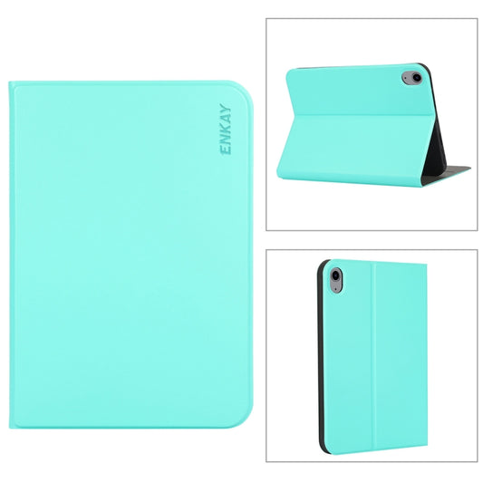 For iPad mini 2024 / mini 6 ENKAY Horizontal Flip PU Leather + TPU Smart Tablet Case with Holder & Sleep / Wake-up Function(Cyan) by ENKAY