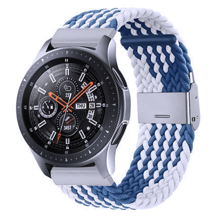 For Samsung Galaxy Watch 4 / Watch 5 20mm Nylon Braided Metal Buckle Watch Band(Z Blue White) by bashfashion