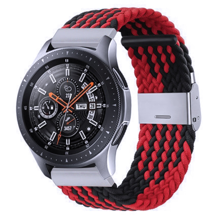 For Samsung Galaxy Watch 4 / Watch 5 20mm Nylon Braided Metal Buckle Watch Band(Z Black Red) by bashfashion