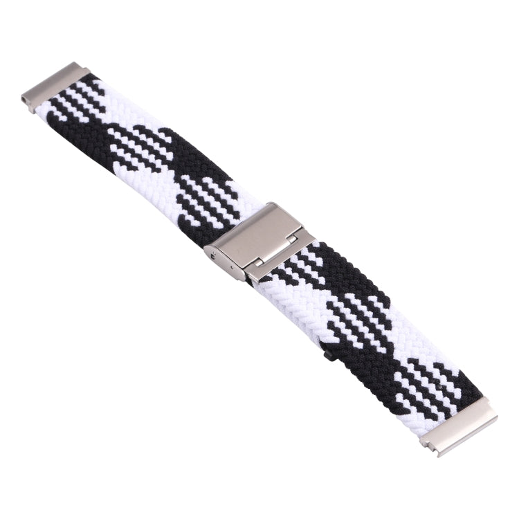 For Samsung Galaxy Watch 4 / Watch 5 20mm Nylon Braided Metal Buckle Watch Band(Z Black White) by bashfashion