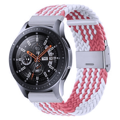 For Samsung Galaxy Watch 4 / Watch 5 20mm Nylon Braided Metal Buckle Watch Band(Z Pink White) by bashfashion