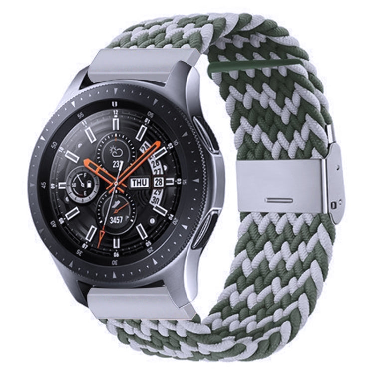 For Samsung Galaxy Watch 4 / Watch 5 20mm Nylon Braided Metal Buckle Watch Band(W White Green) by bashfashion