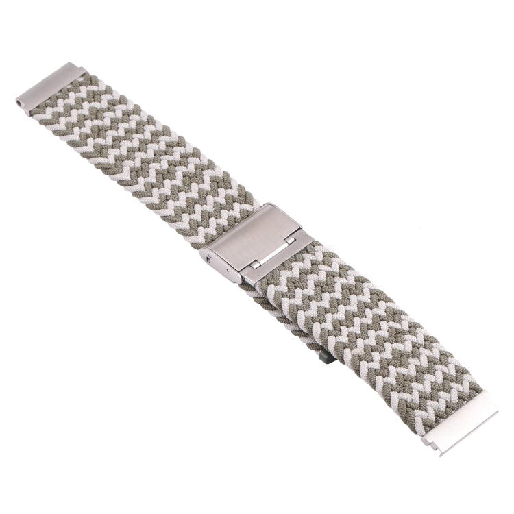 For Samsung Galaxy Watch 4 / Watch 5 20mm Nylon Braided Metal Buckle Watch Band(W White Green) by bashfashion