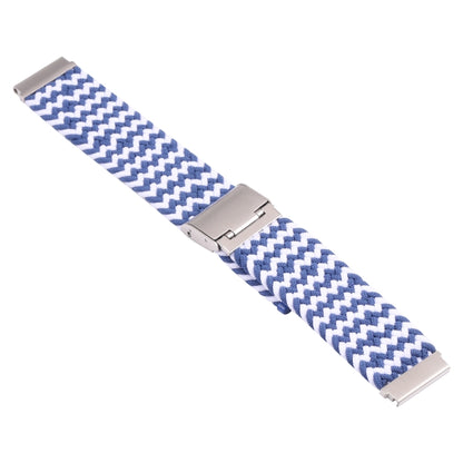 For Samsung Galaxy Watch 4 / Watch 5 20mm Nylon Braided Metal Buckle Watch Band(W Blue White) by bashfashion