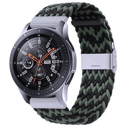 For Samsung Galaxy Watch 4 / Watch 5 20mm Nylon Braided Metal Buckle Watch Band(W Black Green) by bashfashion