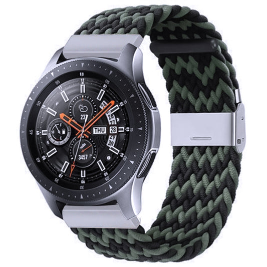 For Samsung Galaxy Watch 4 / Watch 5 20mm Nylon Braided Metal Buckle Watch Band(W Black Green) by bashfashion