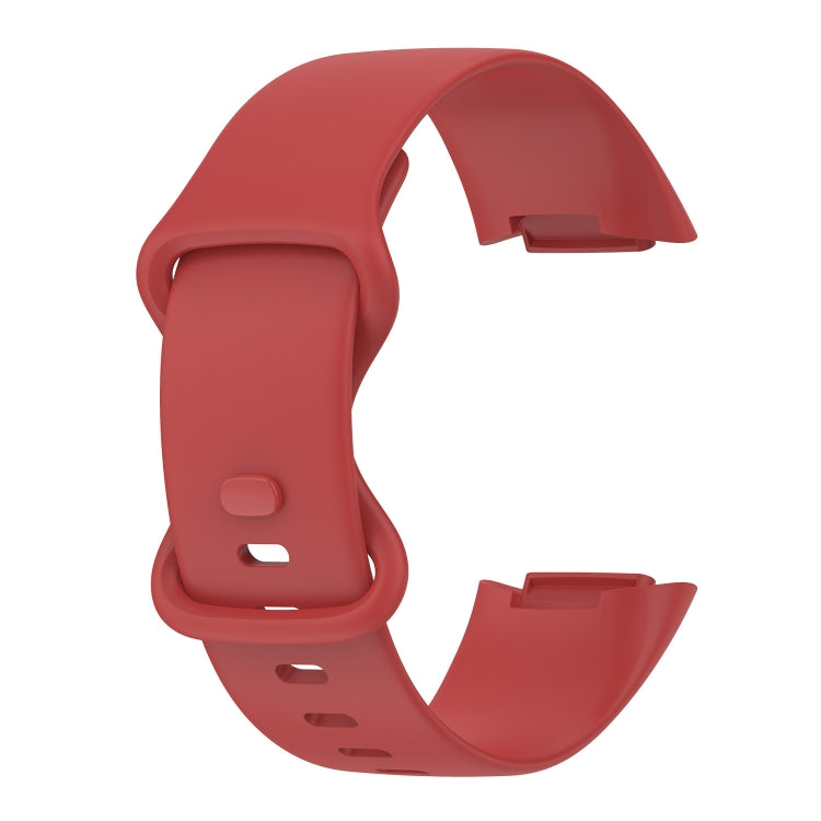 For Fitbit Charge 5 Monochromatic Silicone Watch Band, Size：Large Size(Red) by bashfashion