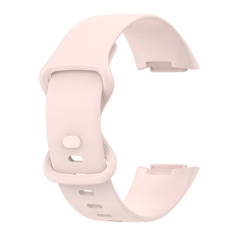 For Fitbit Charge 5 Monochromatic Silicone Watch Band, Size：Large Size(Sand pink) by bashfashion