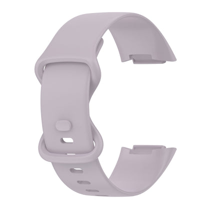 For Fitbit Charge 5 Monochromatic Silicone Watch Band, Size：Large Size(Lavender purple) by bashfashion