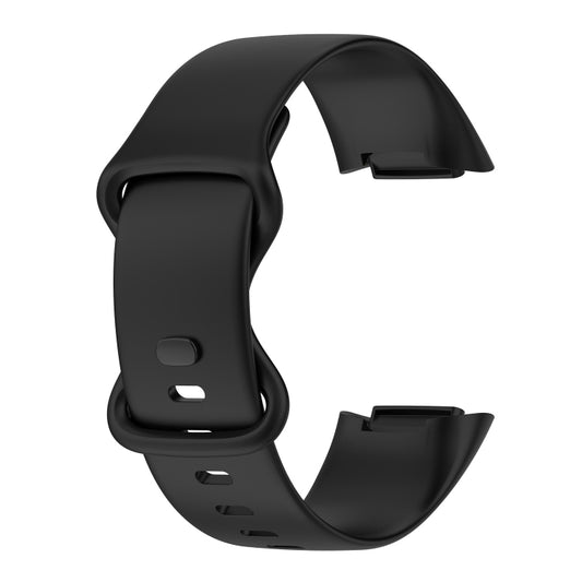For Fitbit Charge 5 Monochromatic Silicone Watch Band, Size: Small Size(Black) by bashfashion