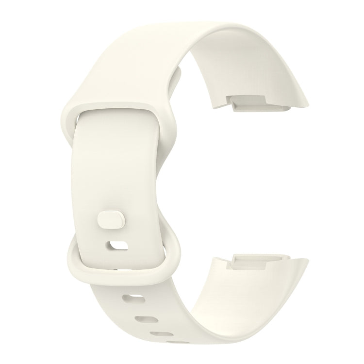 For Fitbit Charge 5 Monochromatic Silicone Watch Band, Size: Small Size(Milky white) by bashfashion