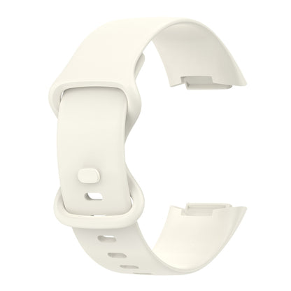 For Fitbit Charge 5 Monochromatic Silicone Watch Band, Size: Small Size(Milky white) by bashfashion