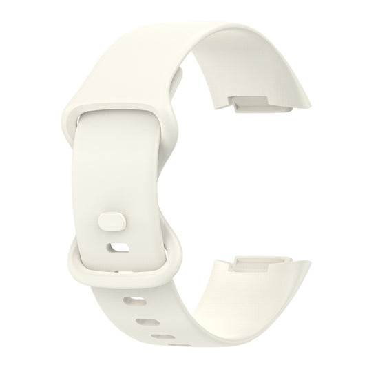 For Fitbit Charge 5 Monochromatic Silicone Watch Band, Size: Small Size(Milky white) by bashfashion